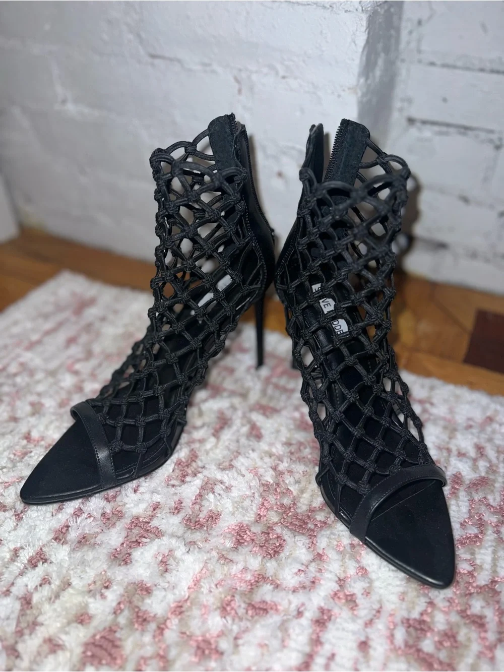 Steve Madden Black Cage Stiletto Booties